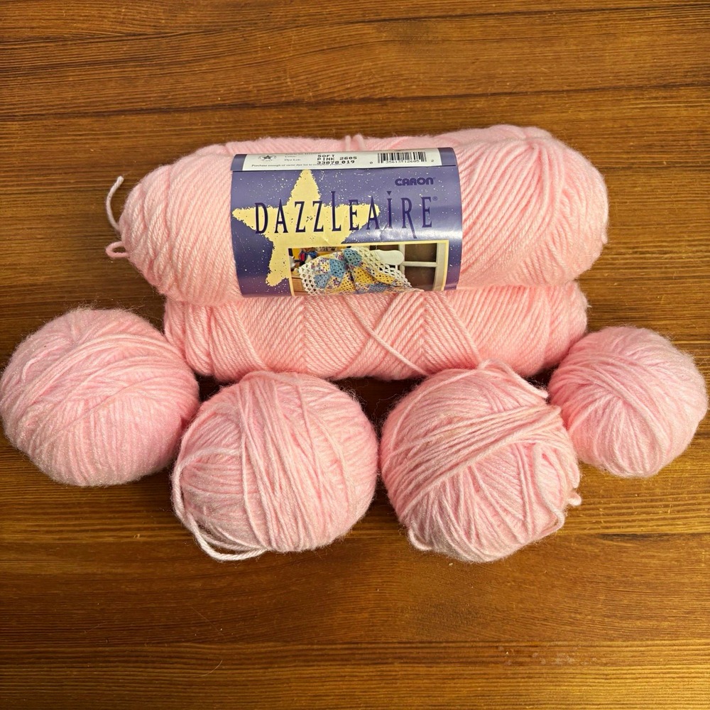 Caron Dazzleaire Worsted Yarn Lot Pink Acrylic Nylon Skein Knit/Crochet 1.3lbs